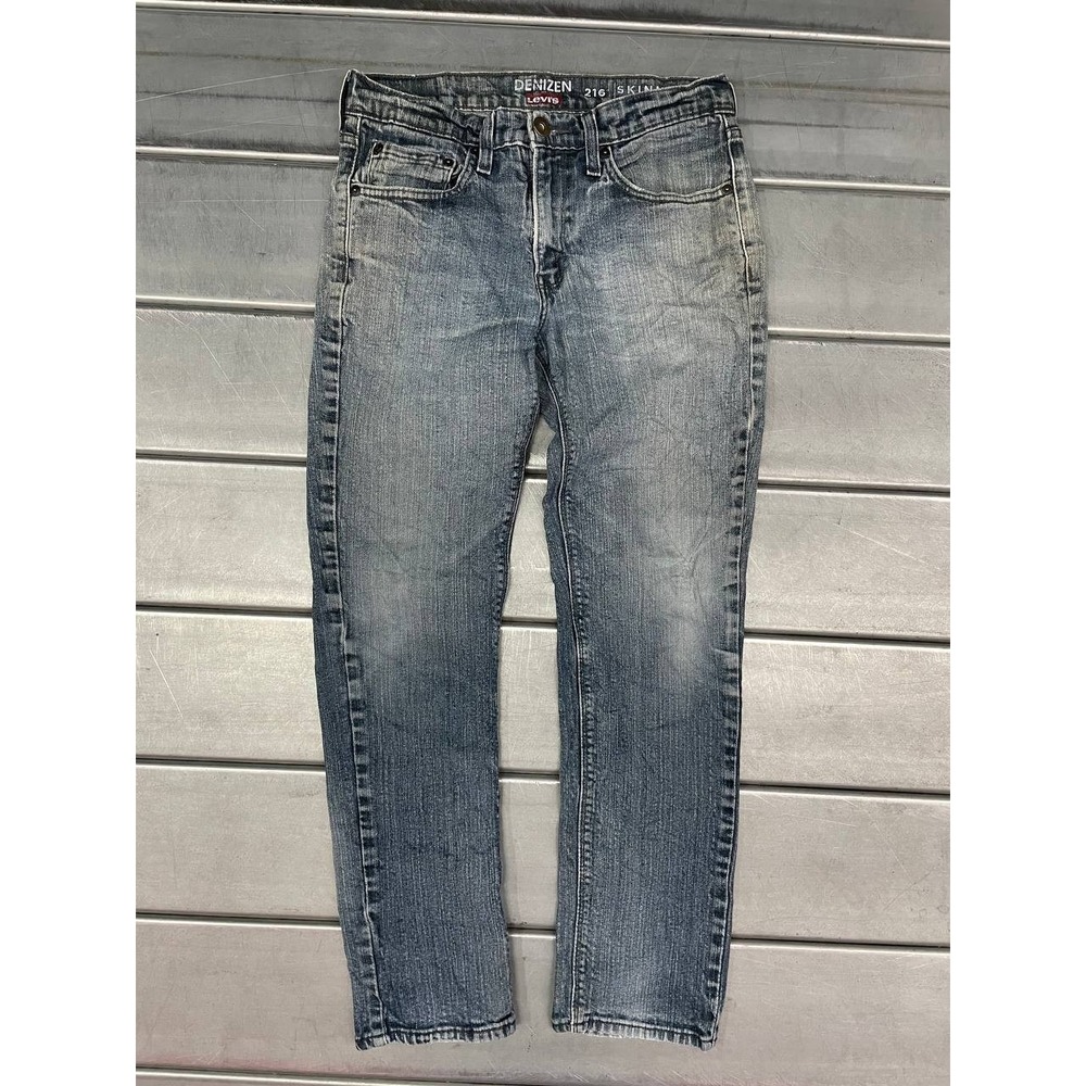 Denizen Levis 216 Skinny Fit Jeans Mens 30x29 Blue Medium Wash Grunge Distressed